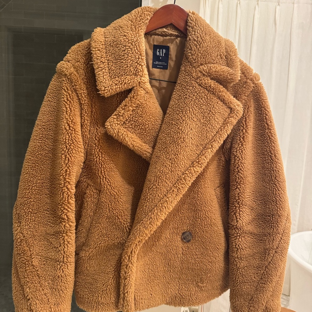 GAP Brown Sherpa Teddy Pea Coat small